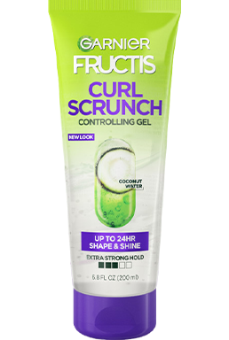 Garnier Fructis Curl Scrunch Controlling Gel with Coconut Water, front view.